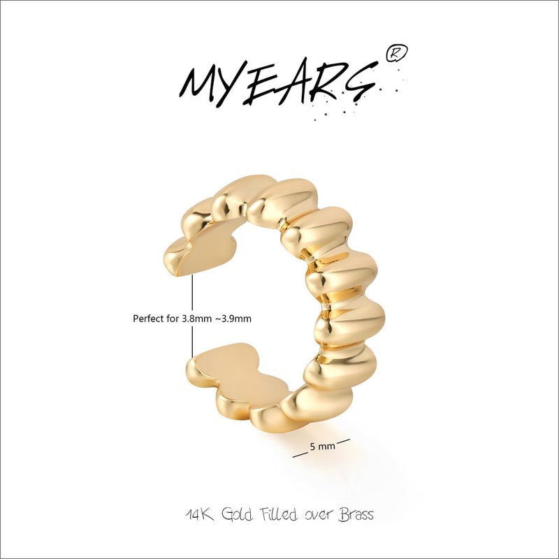MYEARS Women Ear Cuff Earring Gold Non Pierced Ear Cartilage Clip on Wrap Hoop 14K Gold Filled Tiny Boho Beach Simple Minimalist Delicate Handmade Hypoallergenic Jewelry Gift-Sold as Single/Pair - Image 4